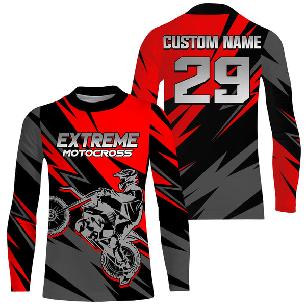 Motocross Racing Jersey Youth Red Upf30+ Dirt Bike Shirt Men Kid Women Motorcycle Jersey XM253