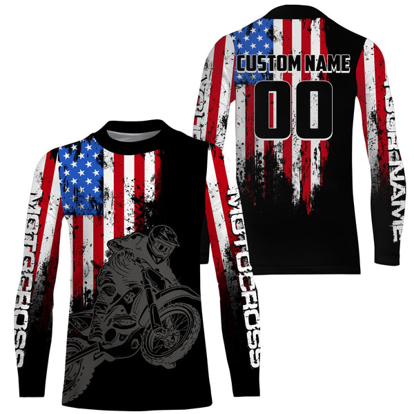 American Flag Motocross Jersey Men UPF30+ Dirt Bike Shirt Women Kid Patriotic MX Racing Shirt XM75