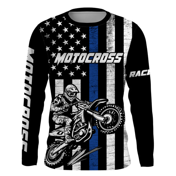 American Flag Motocross Jersey UPF30+ Youth Women Men Kid Dirt Bike Shirt Patriotic MX Racing Jersey XM77