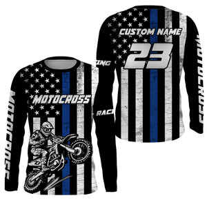 American Flag Motocross Jersey UPF30+ Youth Women Men Kid Dirt Bike Shirt Patriotic MX Racing Jersey XM77