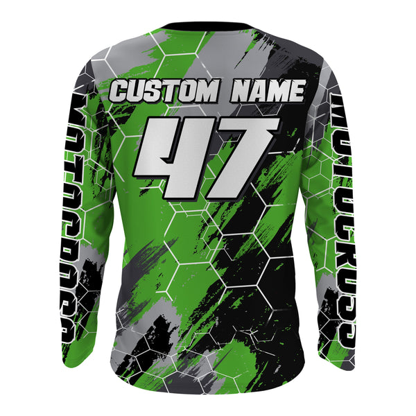 Motocross Racing Jersey Green Upf30+ Youth Dirt Bike Shirt Motorcycle Men MX Off-Road XM140