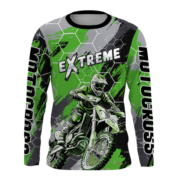 Motocross Racing Jersey Green Upf30+ Youth Dirt Bike Shirt Motorcycle Men MX Off-Road XM140