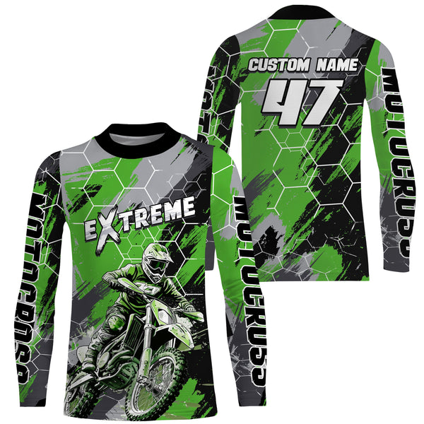 Motocross Racing Jersey Green Upf30+ Youth Dirt Bike Shirt Motorcycle Men MX Off-Road XM140