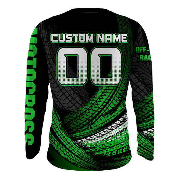 Dirt Bike Jersey Youth Men Kid Upf30+ Motocross Riding Shirt Green Motorcycle Jersey XM222