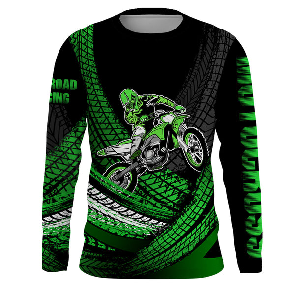 Dirt Bike Jersey Youth Men Kid Upf30+ Motocross Riding Shirt Green Motorcycle Jersey XM222