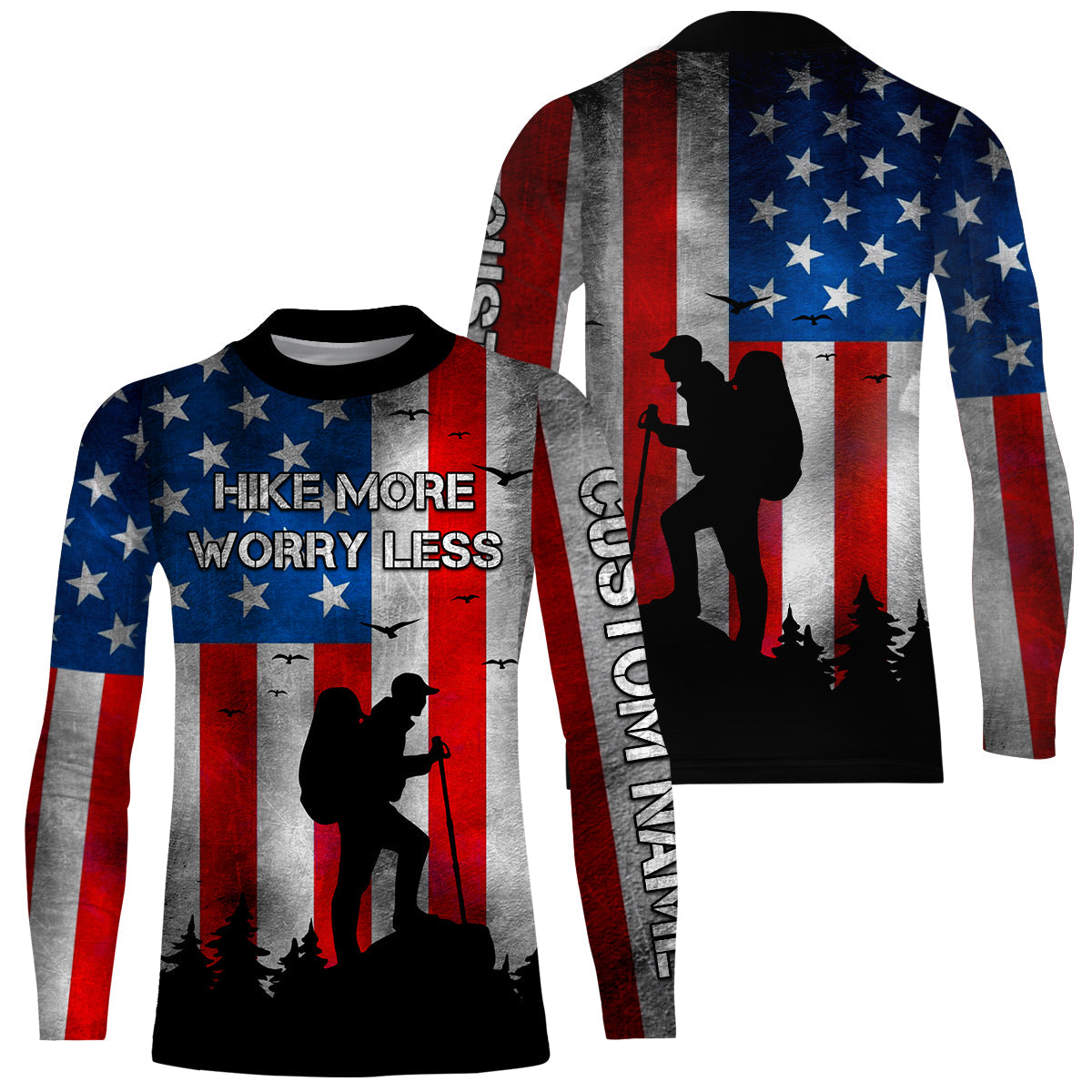 Patriotic Hiking Shirt For Men Women Upf30+ American Flag Hiking Shirts Short & Long Sleeve HM10