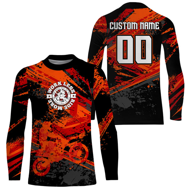 Motocross Jersey Personalized UPF30+ Racing Shirt Dirt Bike Off-road Biker Ride More Motorcycle Red Shirt| XM04