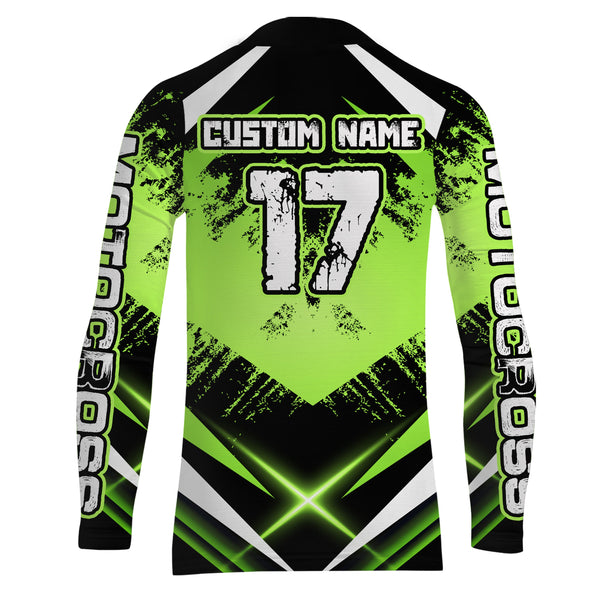 Motocross Jersey Green Upf30+ Youth Dirt Bike Shirt Off-Road MX Racing Motorcycle Shirt XM144