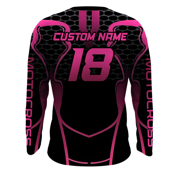 Pink Motocross Jersey Women Girl Upf30+ Youth Dirt Bike Racing Shirt Motorcycle Off-Road XM195