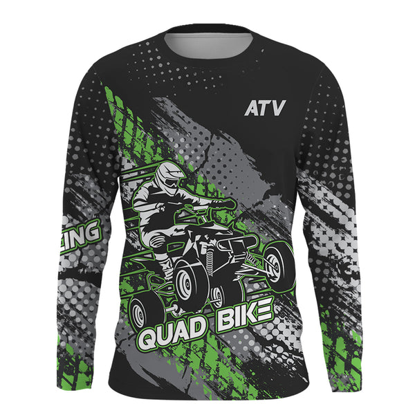 ATV Motocross Jersey Green UPF30+ Kid Men Quad Bike Shirt ATV Racing Off-Road Jersey MX53