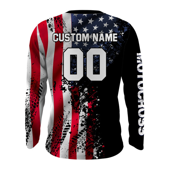 American Flag Motocross Jersey UPF30+ Kid Men Women Dirt Bike Shirt Extreme Motorcycle Jersey Patriotic XM23