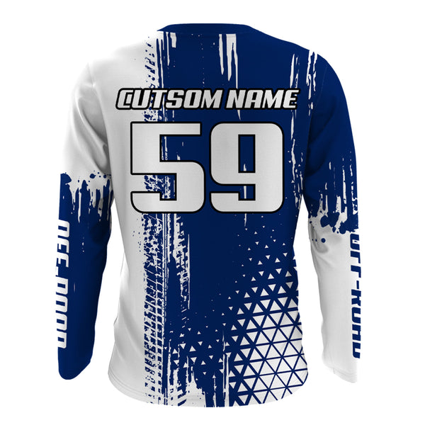 ATV Motocross Jersey UPF30+ Blue Quad Bike Shirt Men Youth Kid Off-road Racing Jersey MX59