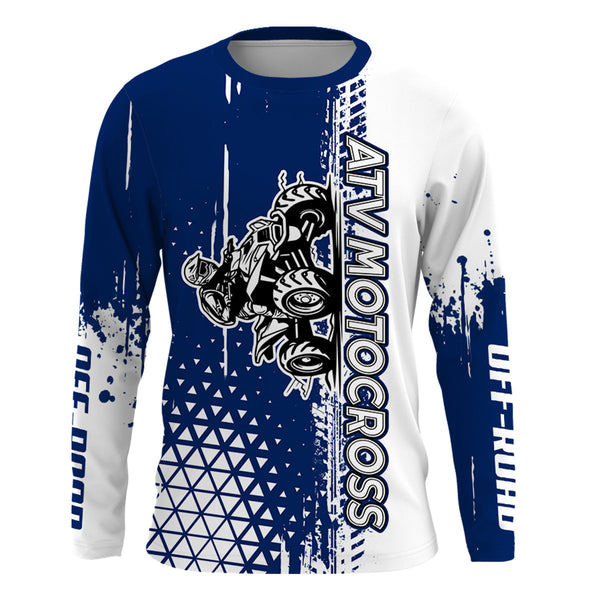 ATV Motocross Jersey UPF30+ Blue Quad Bike Shirt Men Youth Kid Off-road Racing Jersey MX59