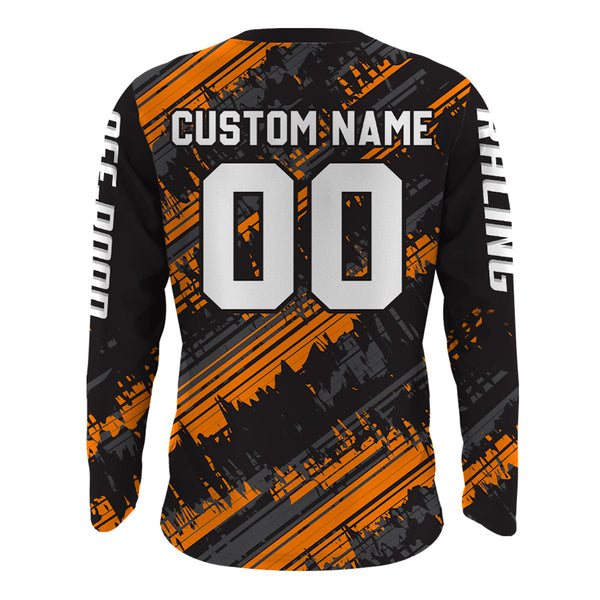 Kid Men Motocross Jersey Personalized UPF 30+ Orange Dirt Bike Shirt MX Racing Jersey XM231