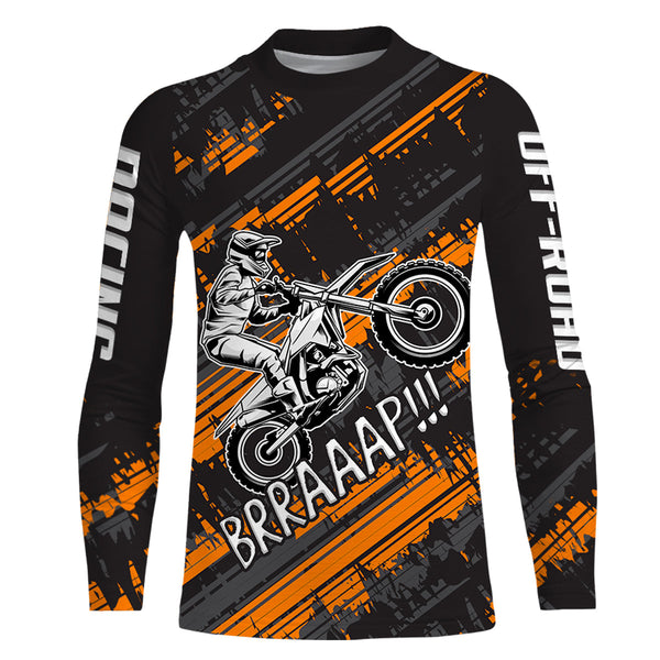 Kid Men Motocross Jersey Personalized UPF 30+ Orange Dirt Bike Shirt MX Racing Jersey XM231