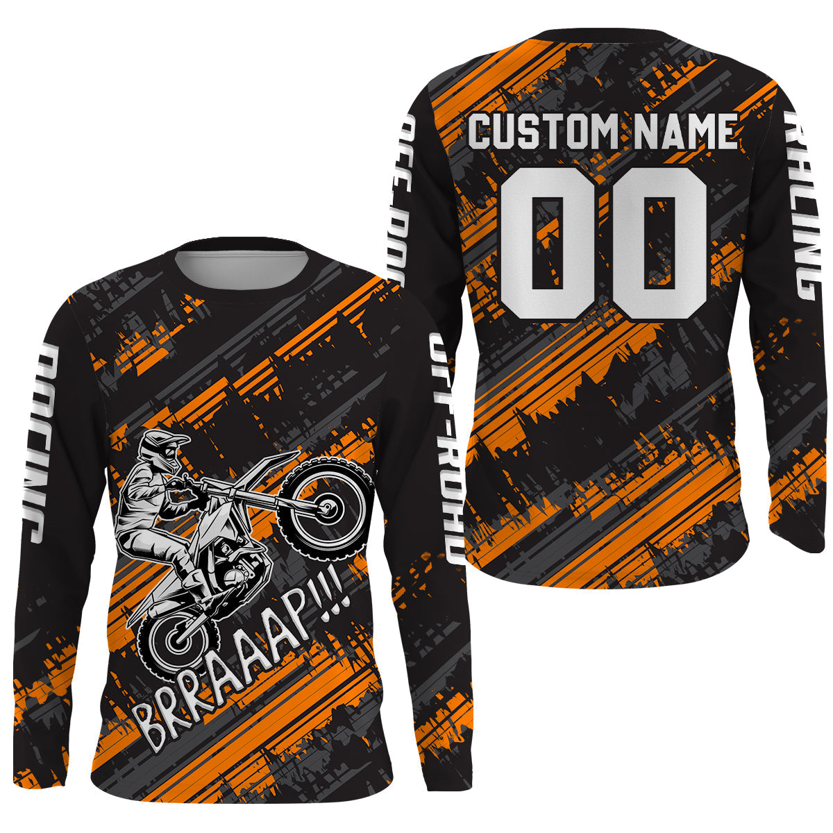 Kid Men Motocross Jersey Personalized UPF 30+ Orange Dirt Bike Shirt MX Racing Jersey XM231