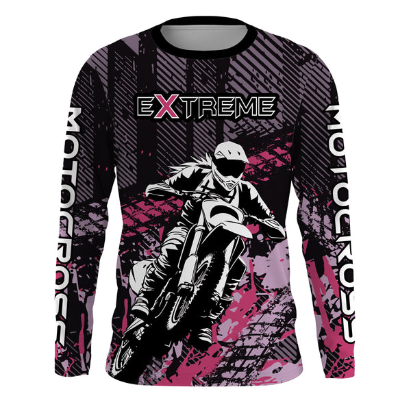 Motocross Jersey Pink UPF30+ Dirt Bike Shirt Girl Women Racing Off-Road Motorcycle Shirt XM156