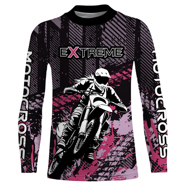 Motocross Jersey Pink UPF30+ Dirt Bike Shirt Girl Women Racing Off-Road Motorcycle Shirt XM156