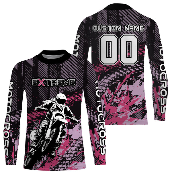 Motocross Jersey Pink UPF30+ Dirt Bike Shirt Girl Women Racing Off-Road Motorcycle Shirt XM156