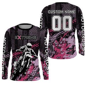 Motocross Jersey Pink UPF30+ Dirt Bike Shirt Girl Women Racing Off-Road Motorcycle Shirt XM156