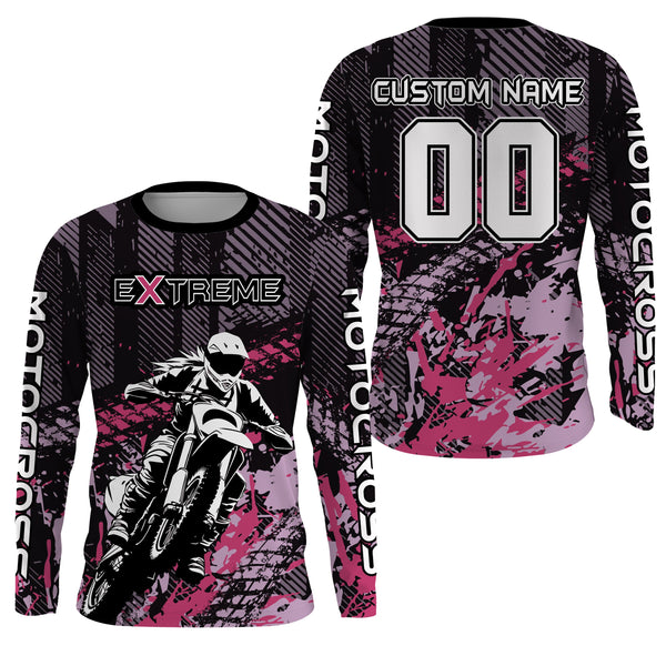 Motocross Jersey Pink UPF30+ Dirt Bike Shirt Girl Women Racing Off-Road Motorcycle Shirt XM156