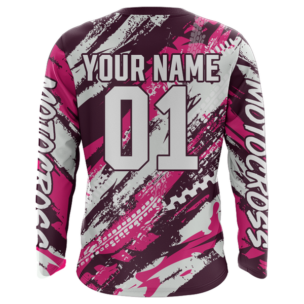 Pink Motocross Jersey Youth Racing UPF30+ Dirt Bike Shirt Girl Women Off-Road Motorcycle XM157