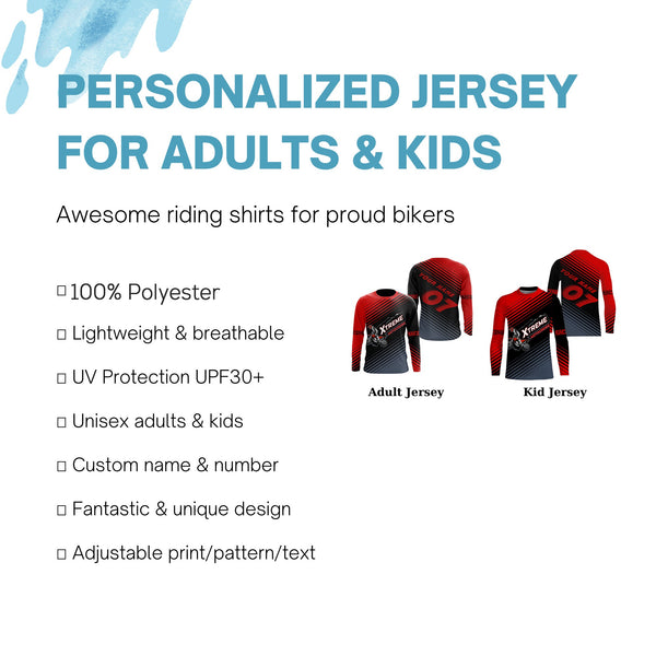 Personalized Extreme Motocross Jersey UPF30+ Kid Adult Dirt Bike Racing Long Sleeves Off-road NMS1130
