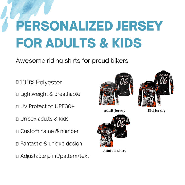 Personalized Motocross off-road jersey UPF30+ extreme kid&adult dirt bike racing motorcycle shirt PDT261