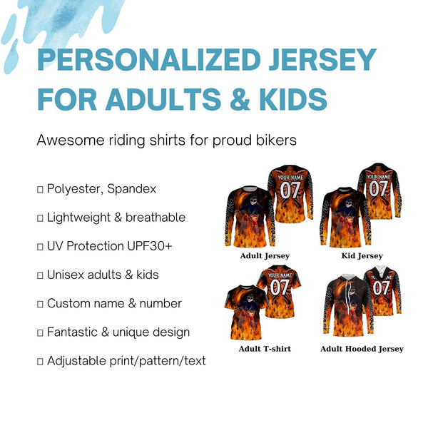 Personalized UPF30+ Motocross jersey racing biker orange adult&kid skeleton MX off-road motorcycle PDT27