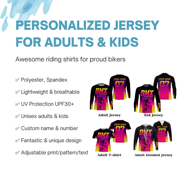 BMX racing jersey Custom gradient shirts UPF30+ freestyle off-road Cycling adult&kid racewear| SLC43