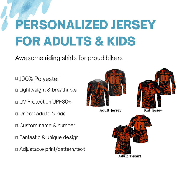 Extreme dirt bike jersey UPF30+ custom number MX racing orange kid&adult off-road Motocross shirt PDT219