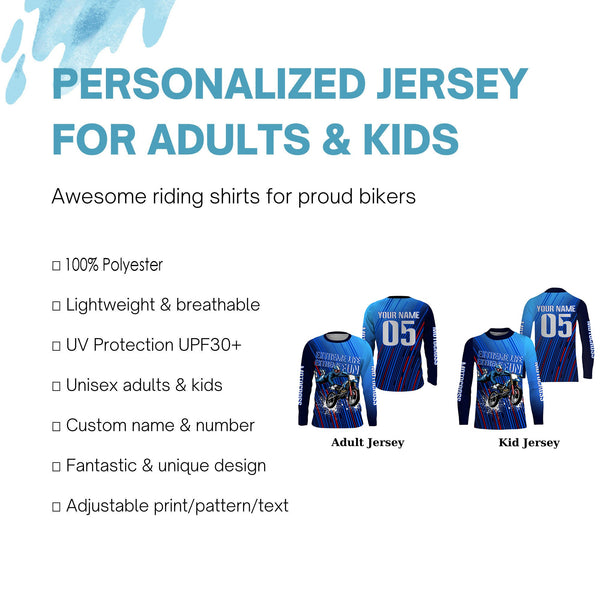 Extreme Life Extreme Fun Personalized Motocross Jersey Kid Adult Dirt Bike Long Sleeves Offroad NMS1110