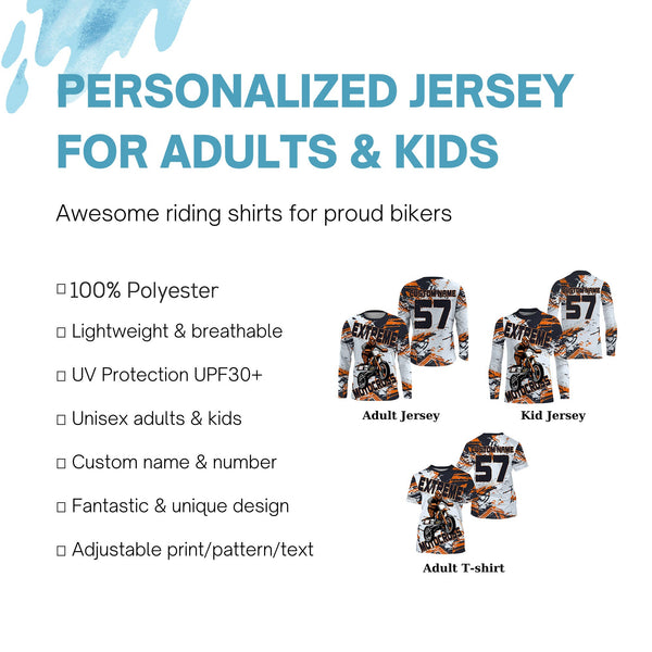 Kid men women extreme Motocross racing jersey UPF30+ custom Dirt Bike off-road shirt motorcycle PDT412