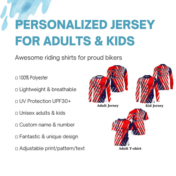 Kid&adult custom MX racing jersey UV extreme USA Flag Motocross offroad dirt bike motorcycle shirt PDT202