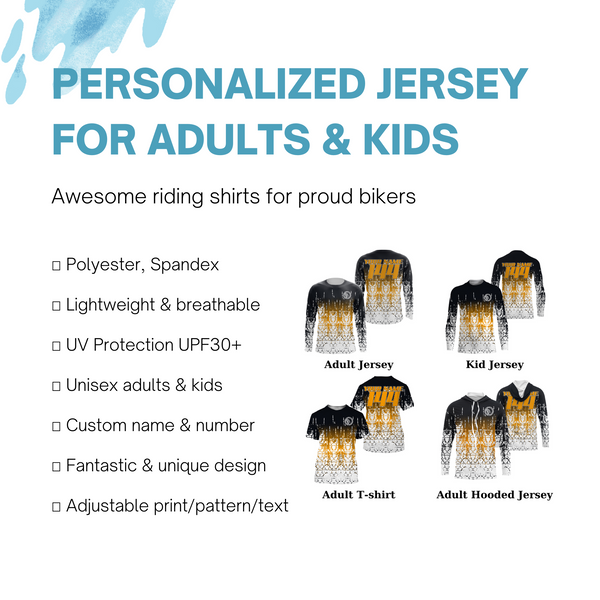 Personalized Motocross Jersey UPF30+ MX Racing Off-Road Adult&Kid Riders Dirt Bike Jersey - Orange| NMS748