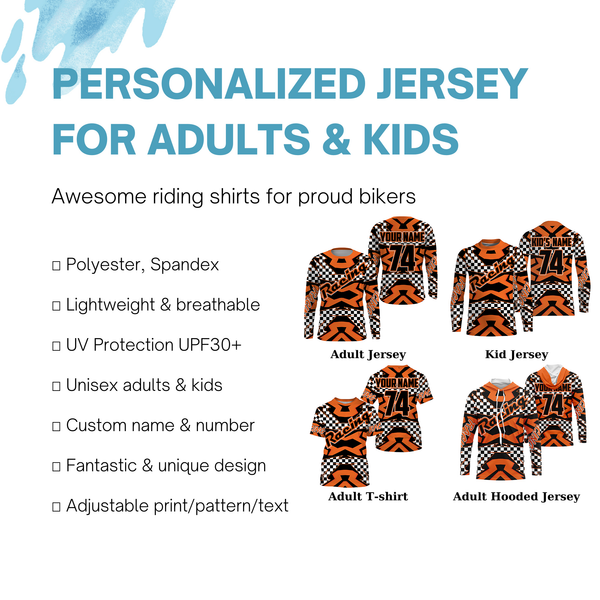Kid&adult Motocross custom jersey dirt bike shirt UV protective racing flag off-Road motorcycle PDT15