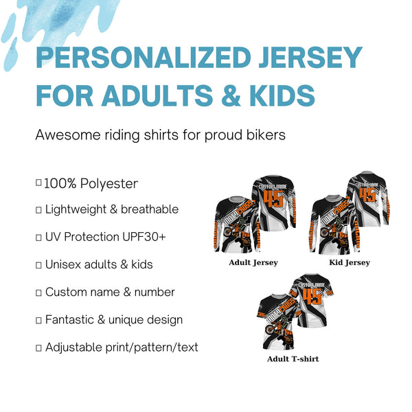 Orange extreme MX jersey UPF30+ kid men women personalized Motocross off-road biker racing shirt PDT238