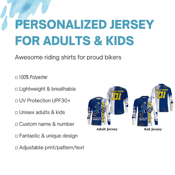 Funny Motocross Jersey UPF30+ Personalized Excuse Me While I Brap Dirt Bike MX Racing Shirt NMS1290