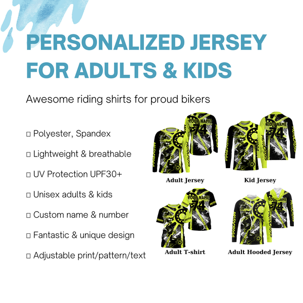 Dirt bike freestyle kid men women custom MX jersey UPF30+ green Motocross off-road racing shirt PDT63