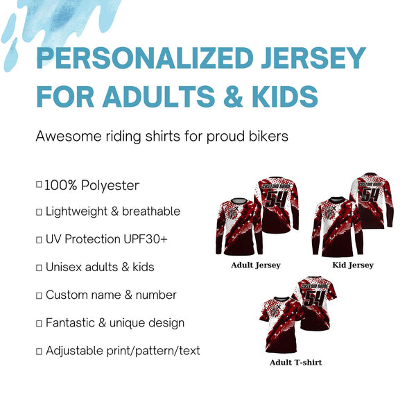 Kid adult custom Motocross jersey UPF30+ extreme dirt bike off-road shirt motorcycle PDT395