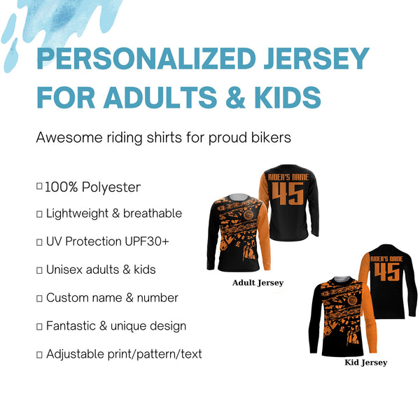 Orange Motocross Jersey Custom Number UPF30+ No Guts No Glory MX Racing Dirt Bike Jersey NMS1203