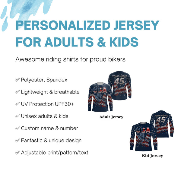 American BMX racing cycling jersey Custom UPF30+ MTB riding shirt Adult&Kid extreme enduro racewear| SLC69