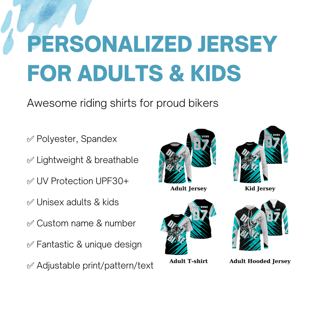 Maillot Moto-cross Enfant Data THING Turquoise