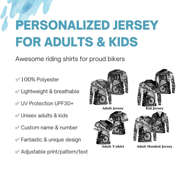 Black downhill racing jersey UPF30+ Mountain Bike shirt custom Adult Kid cycling gear MTB racewear| SLC137