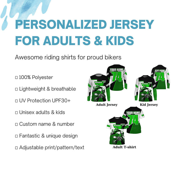 Green extreme personalized Motocross riding jersey youth&adult UPF30+ dirt bike racing shirt PDT278