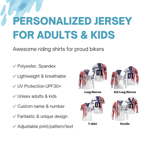 Dirtbike Racing Jersey UPF30+ Personalized Patriotic Motocross Off-road Riders American Riding Jersey| NMS610