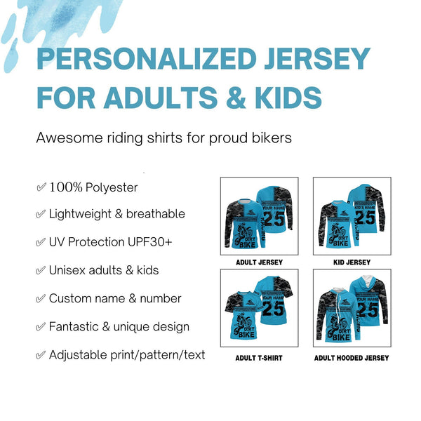 Personalized Motocross camo jersey UV protective MX for youth kid adult dirt bike off-road shirt PDT79