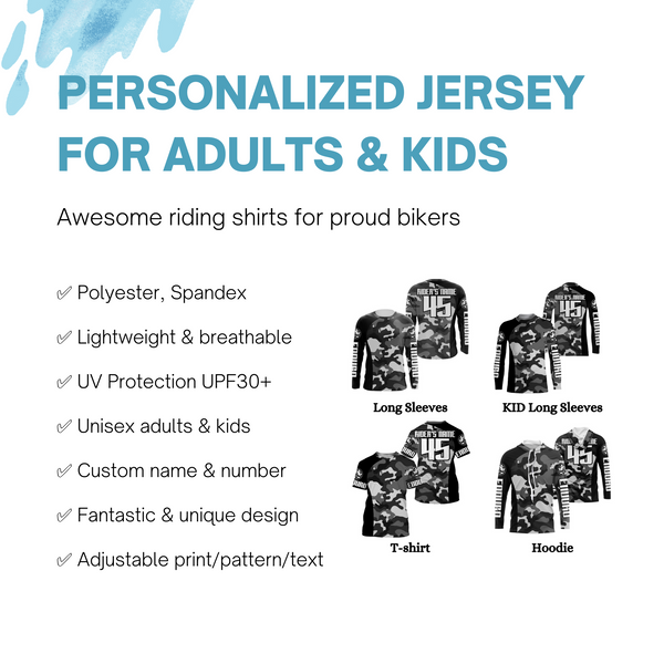 Camo Enduro Personalized Jersey UPF30+ Extreme Off-road Dirt Bike Racing Adult&Kid Terrain Race| NMS705