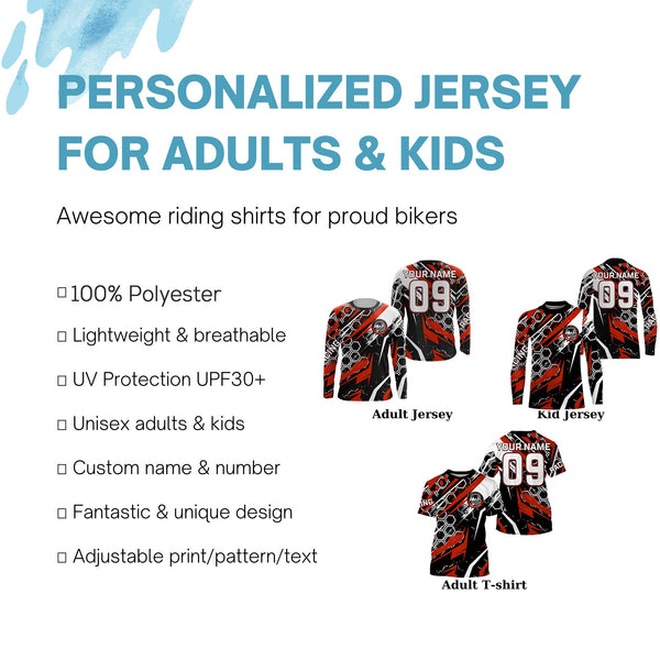 Custom extreme Motocross racing jersey adult&kid UPF30+ biker Live To Ride off-road red MX shirt PDT241