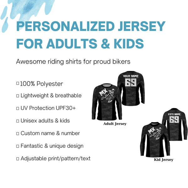 Camouflage MX Racing Jersey Personalized UPF30+ Motocross Dirt Bike Shirt Off-Road Motorcycle NMS1246